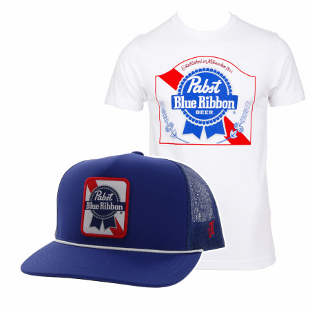 Pabst Blue Ribbon Golfer Hat and T-Shirt Bundle
